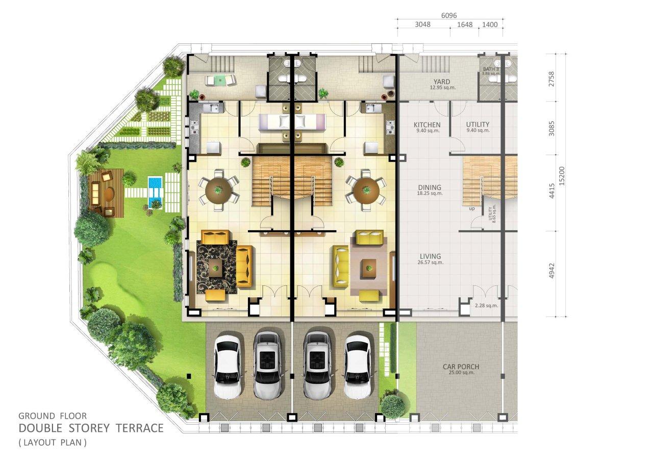 2 Storey Terrace Ground Floor Plan 