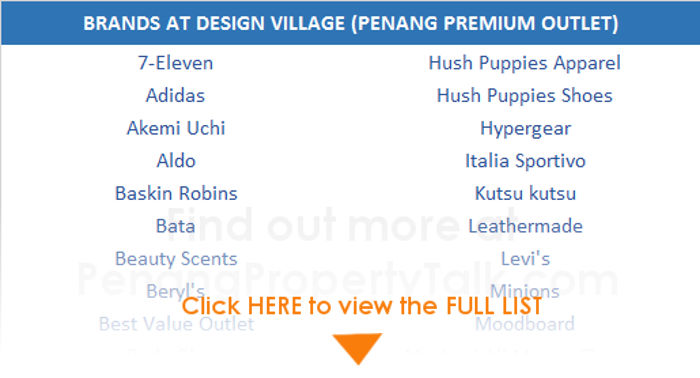 Brands at Design Village (Penang Premium Outlet) | Penang Property Talk